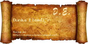 Dunka Elemér névjegykártya